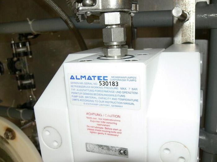 Used Sentinel Process Systems 50 Liter Gas Scrubber with Almatec diaphragm Pump