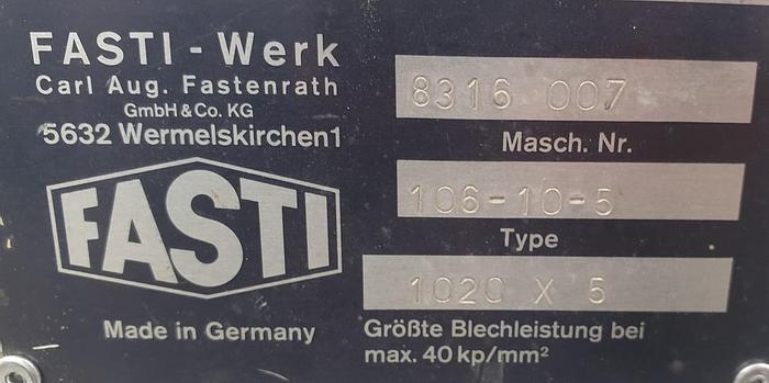 Gebraucht Rundbiegemaschine Fasti 106-10-5