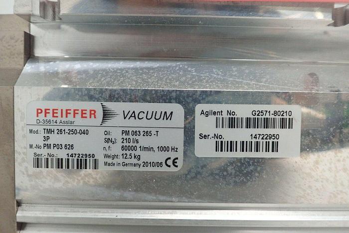 Used Pfeiffer TMH 261-250-040 3P Agilent G2571-80210 Vacuum Pump w/ TC600 Controller