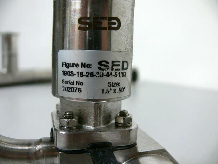 Used Lot of 2 SED 1.5" x .50" Diaphragm Valves on 2" Steel Tubing & Sanitary Fittings