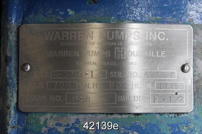 Used Sulzer 6SMO15 Pump Power End, 9-Vane 13.5" Stainless Steel Impeller #42139