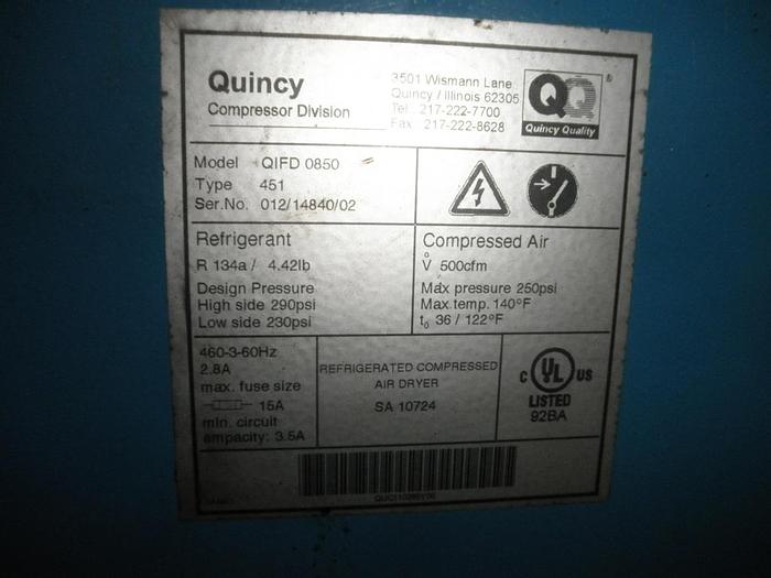 Used Compressor, Air, 100 HP, Quincy, 250 PSI, Air Dryer, #C741780