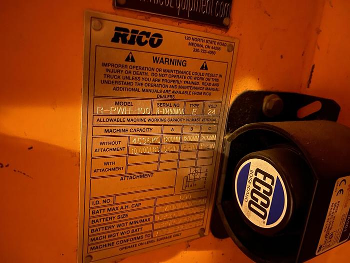 Used RICO MODEL FWH-R-150 ELECTRIC MOBILE LONG FORK JACK