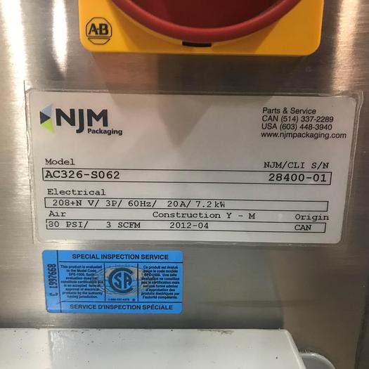 Used NJM Autocolt III - High Speed Pressure Sensitive Wraparound Labeler