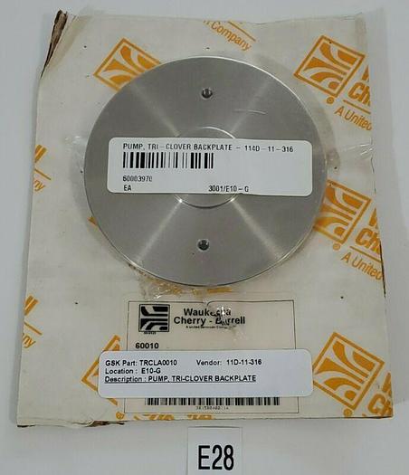 *NEW* TRI-CLOVER 114D-11-316 BACK PLATE + WARRANTY & FREE SHIPPING!