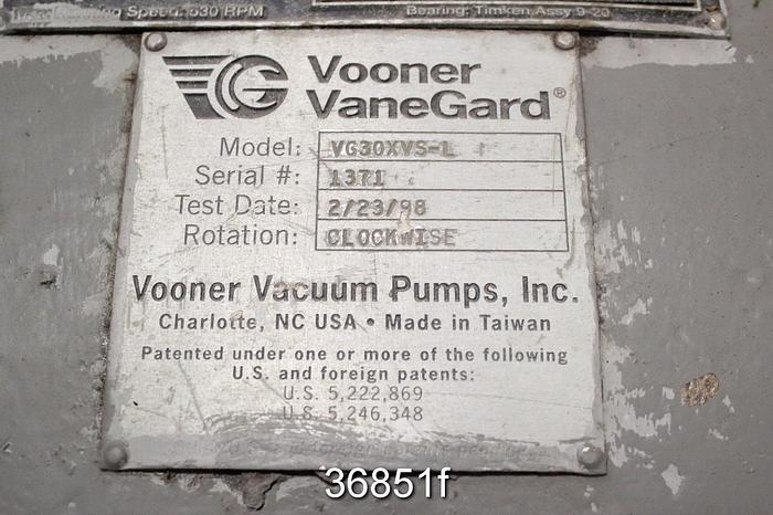 Used Vooner VG30XVS-L Vacuum Pump #36851