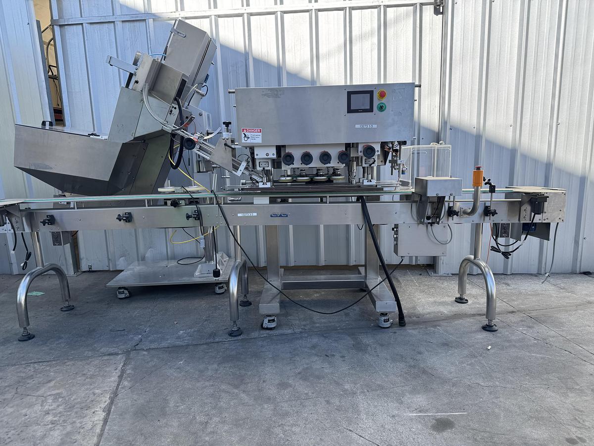 Used CVC 8-spindle Capper w/ Elevator & Conveyor