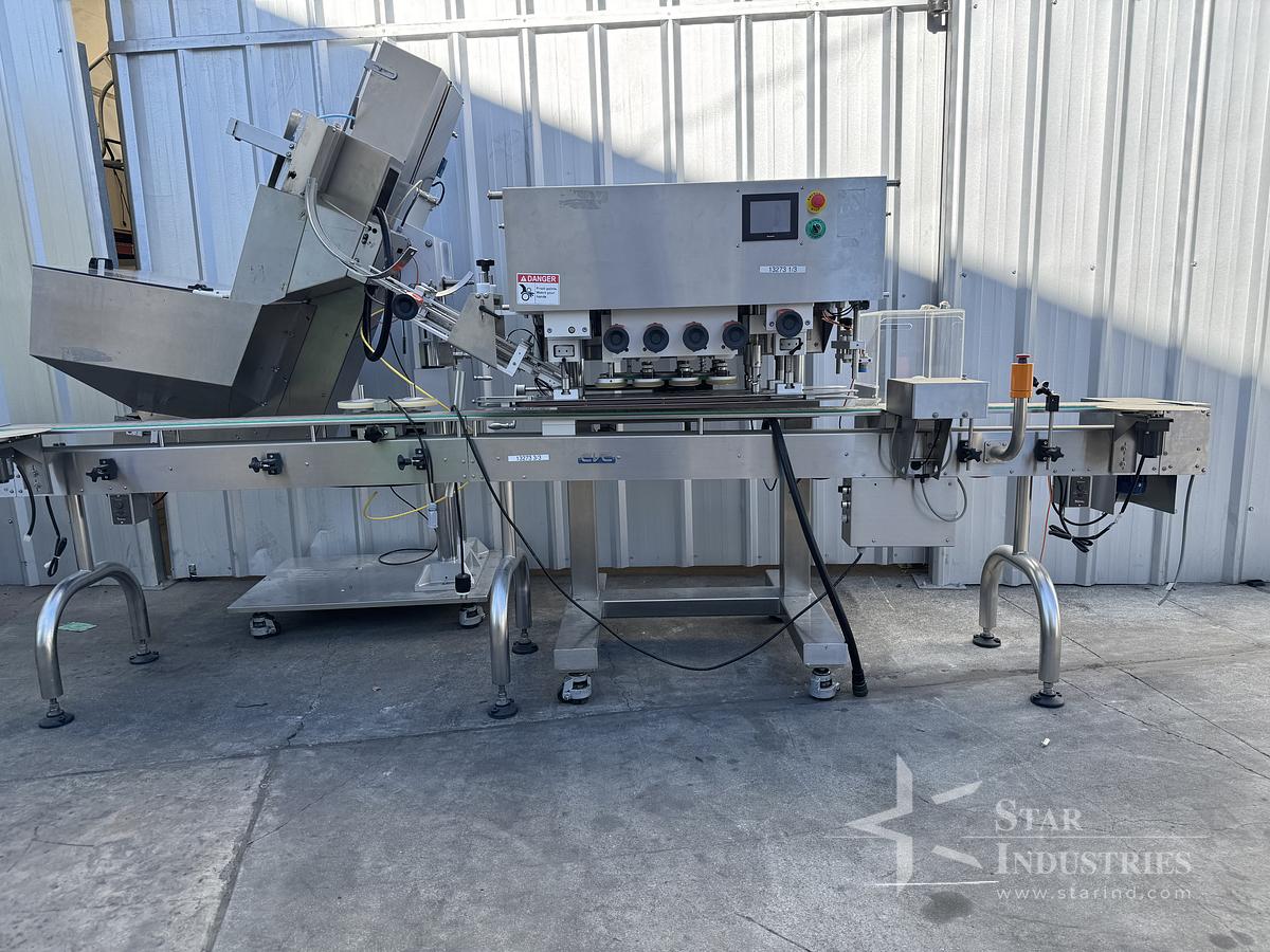 Used CVC 8-spindle Capper w/ Elevator & Conveyor