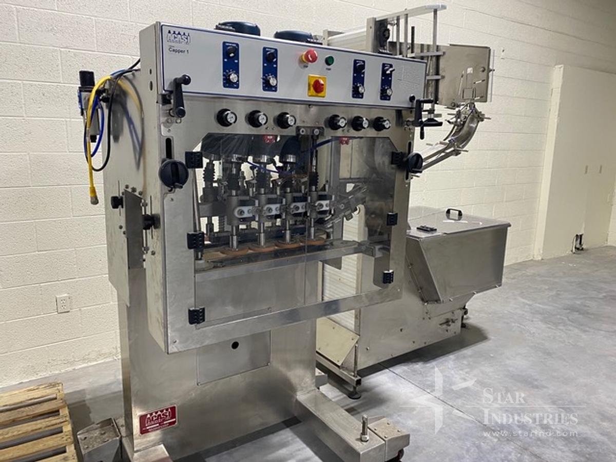Used Acasi Spindle Capper TCAP-8-W, with elevator