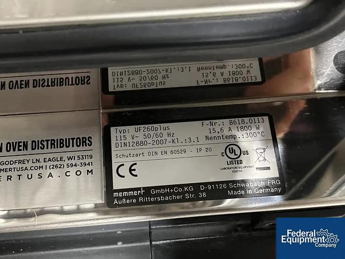 Used Memmert incubator, type UF260 plus, 1800 W