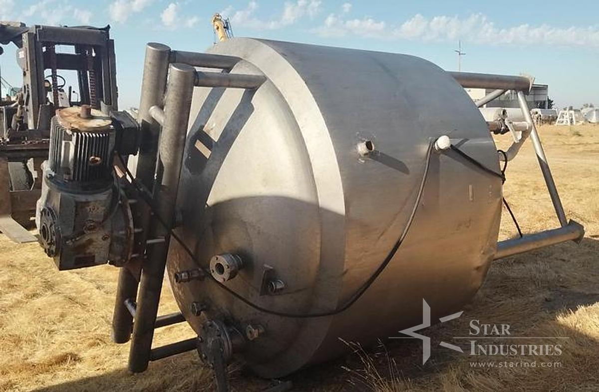 Used Tank, 1,000 Gallon, Stainless Steel, Agitated, Jacketed, DT/DB