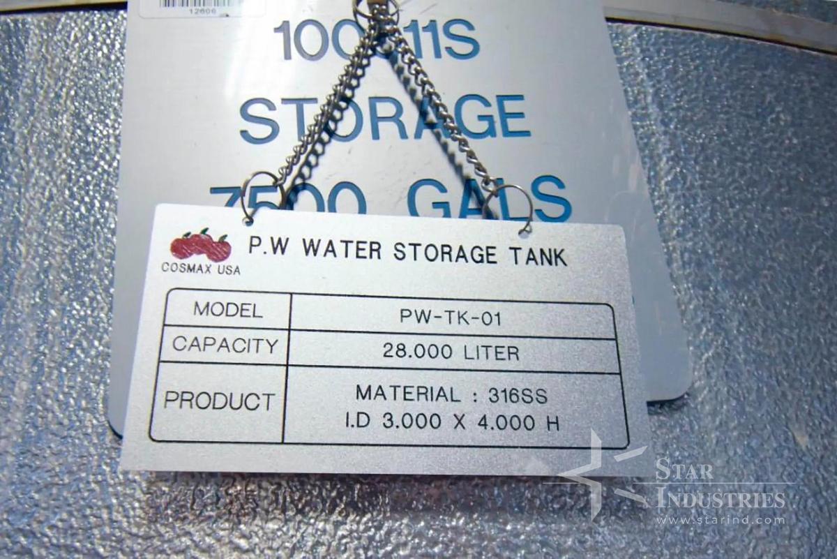 Used P.W. 7,500 Gallons Water Storage Tank MODEL PKTK01