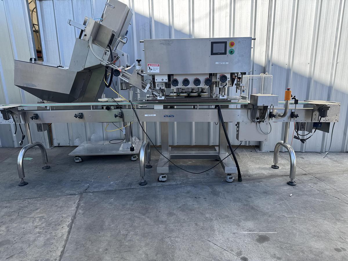 Used CVC 8-spindle Capper w/ Elevator & Conveyor
