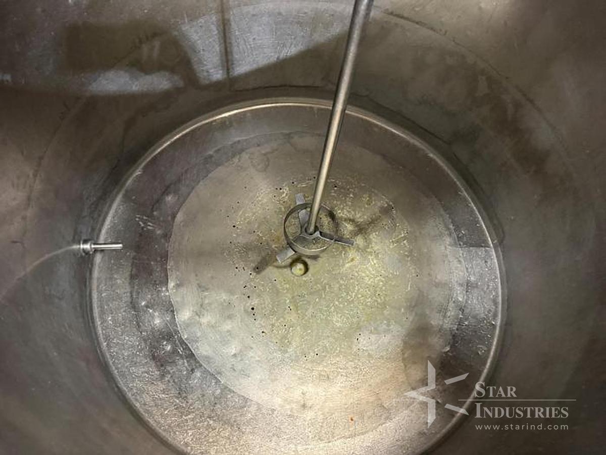 Used Tank, 170 Gallon, 316 Stainless Steel, Jacketed, Agitated