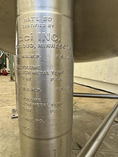 Used 1,000 Liter DCI Tank 316L