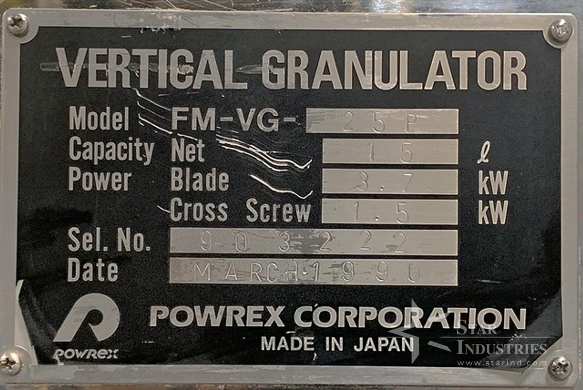Used 25 liter Powrex FM-VG-25 Hi-shear Mixer,