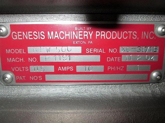 Used Genesis NPW-500 West Crimp Capper w/ Accum. Tables
