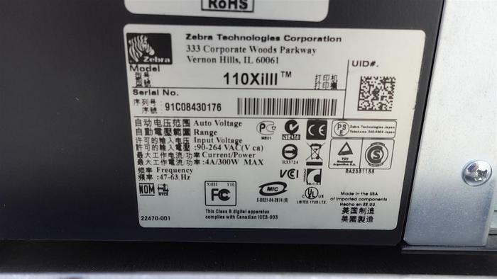 Used Zebra 110 Xi III Plus