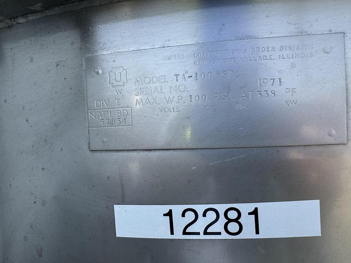 Used 30 gallon Dover-Groen Single-motion Swept Kettle, Model TA-100