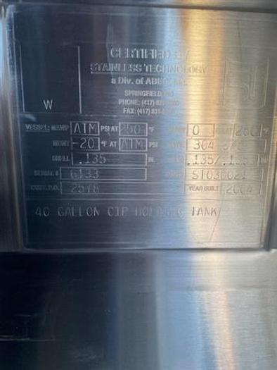 Used 40 gallon C.I.P. Skid