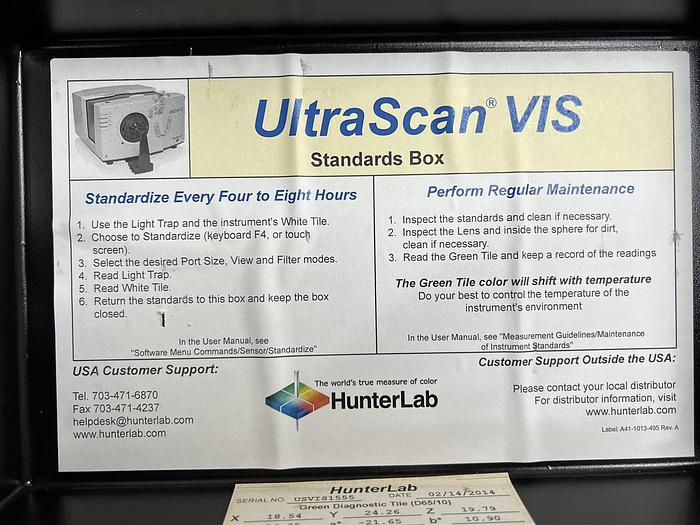 Used HunterLab UltraScan VIS Standards Box