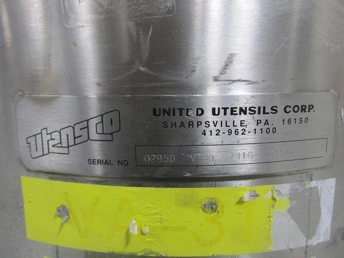 Used 30 GAL UNITED UTENSILS TANK, 316 S/S