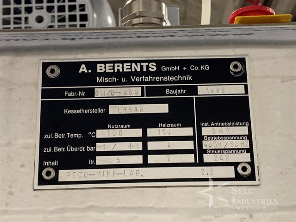 Used 5 liter Berents Beco-Mini-Lab Sanitary Homogenizing Mixer