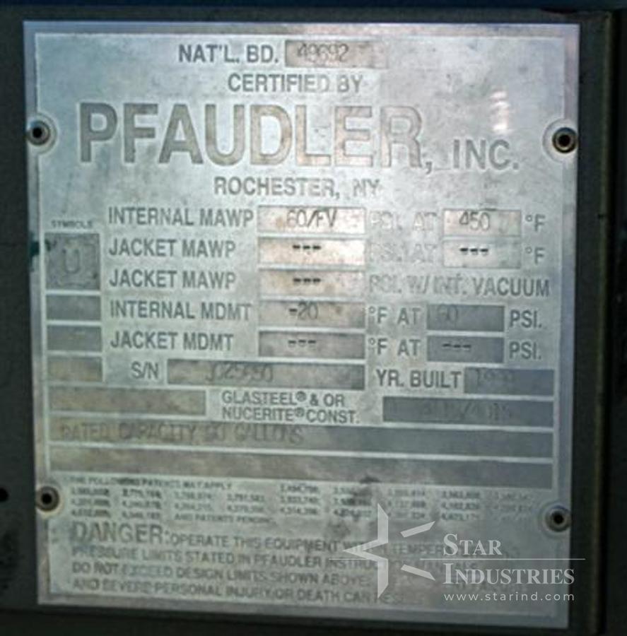 Used 90 gallon Pfaudler Glass-lined Reactor