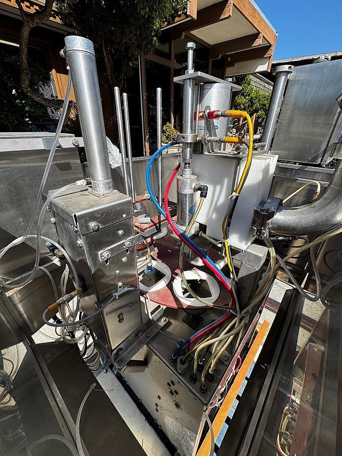 Used Filler, Cup, Rotary, Single Lane, T.D. Sawvel, Model O111R-PF, Stainless Steel