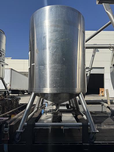 Used Tank, 550 Gallon, 316 Stainless Steel, Dome Top, Cone Bottom, Portable