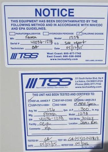 Used Forma Scientific Class II A/B3 Biological Safety Cabinet