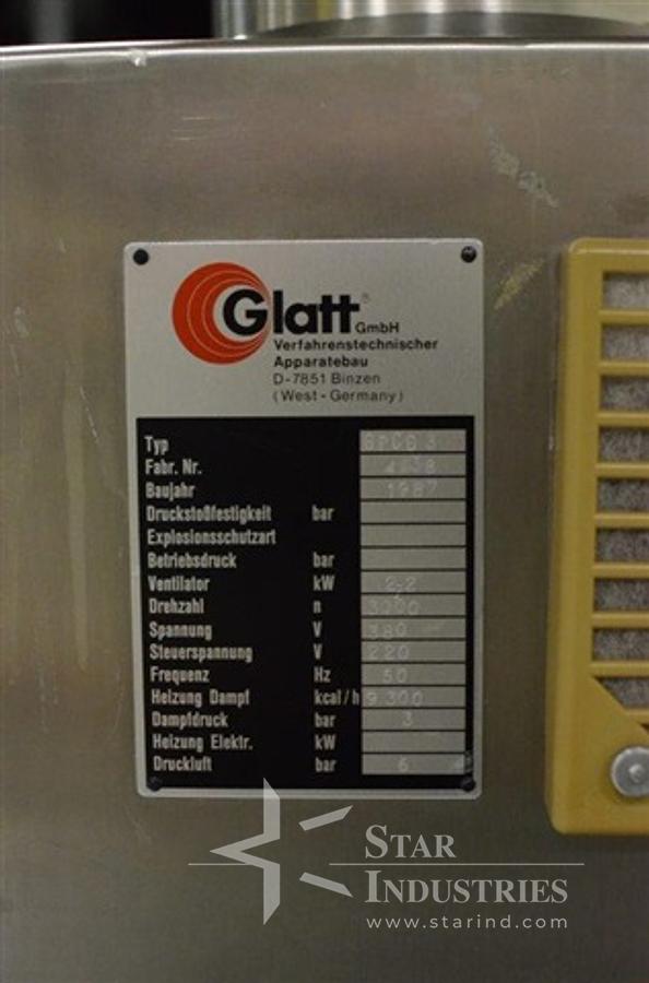 Used Glatt GPCG3 Fluid Bed Dryer