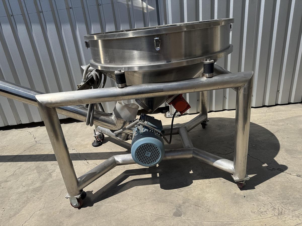 Used Stainless Steel Screw Conveyor, 96'' drop discharge