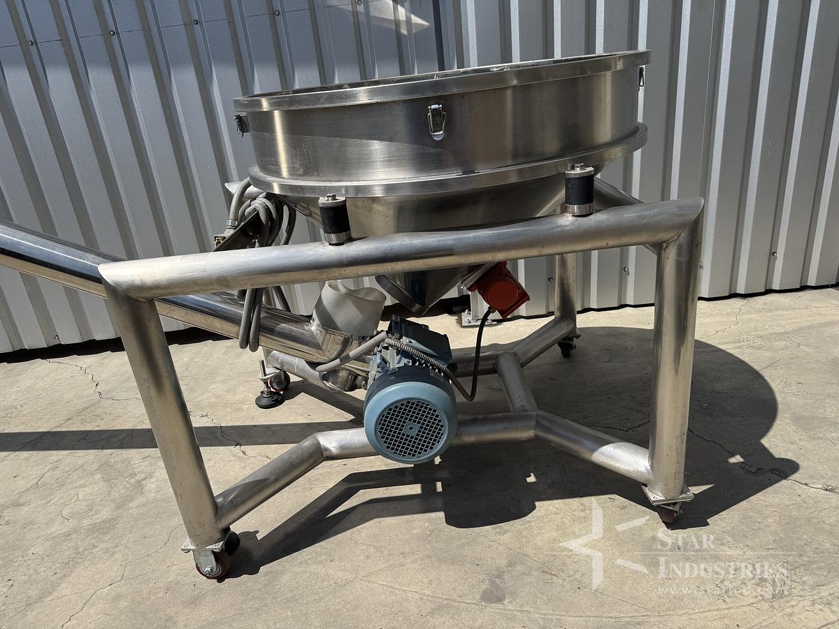 Used Stainless Steel Screw Conveyor, 96'' drop discharge