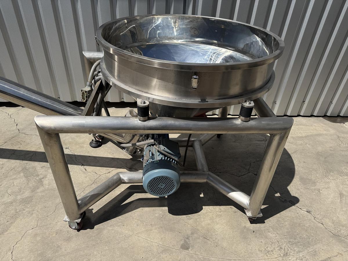 Used Stainless Steel Screw Conveyor, 96'' drop discharge