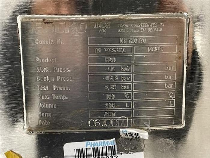 Used 52 gallon S.s. Packo Mix Tank w/ Agitator