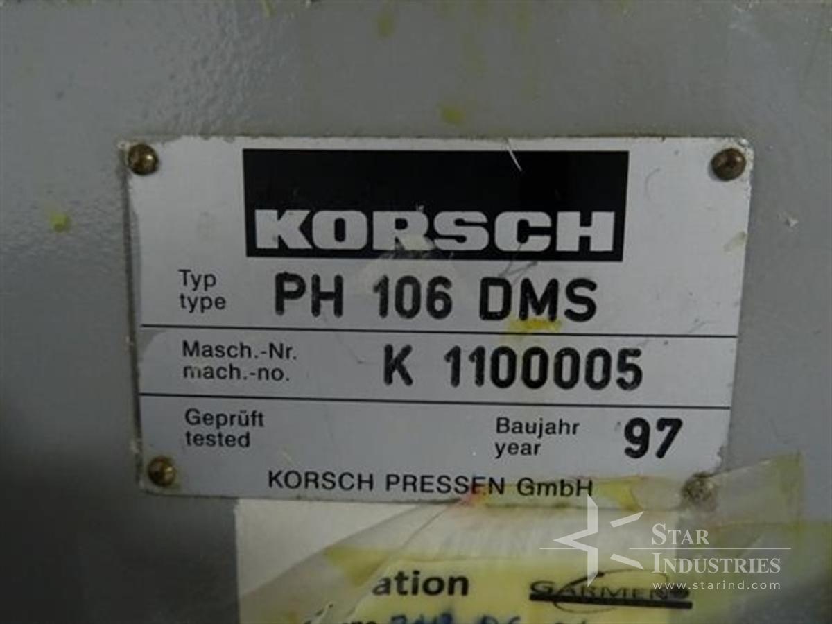 Used PH 106/DMS KORSCH TABLET PRESS, 6 STATION