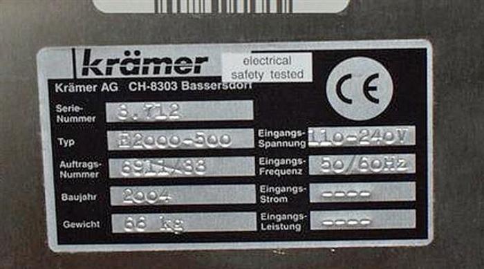 Used Kramer E2000-500 Tablet Deduster