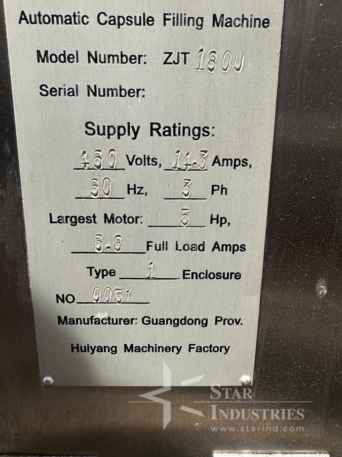Refurbished Huiyang Machinery ZJT1800 Encapsulator
