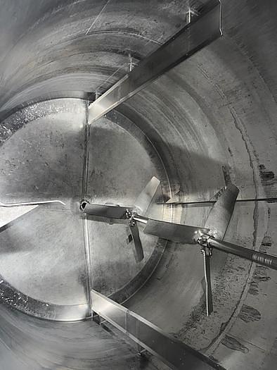 Used Stainless steel agitated dimple jacketed mix tank, approximately 3,000 Gallon