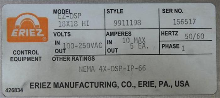 Used Eriez ES-DSP 18X18 HI Metal Detector