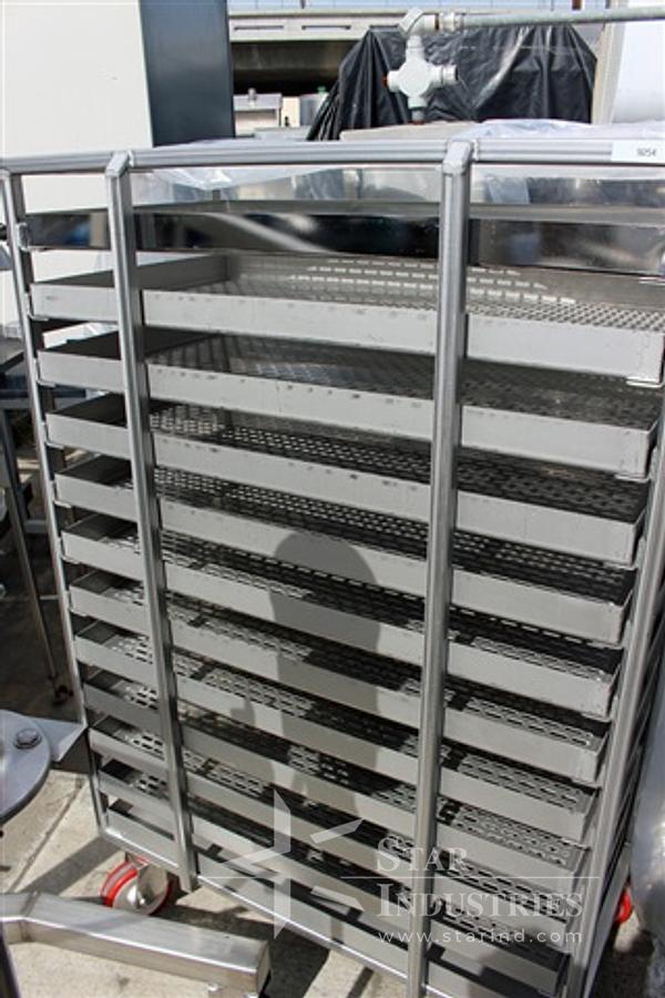 Used Trolley with 36" x 20" perforated, trays, all stainless steel