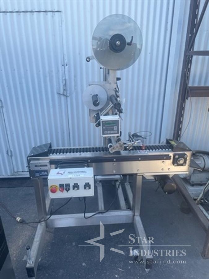 Used Quadrel Econoline Vertical Roller Labeler, 48" x 4" belt