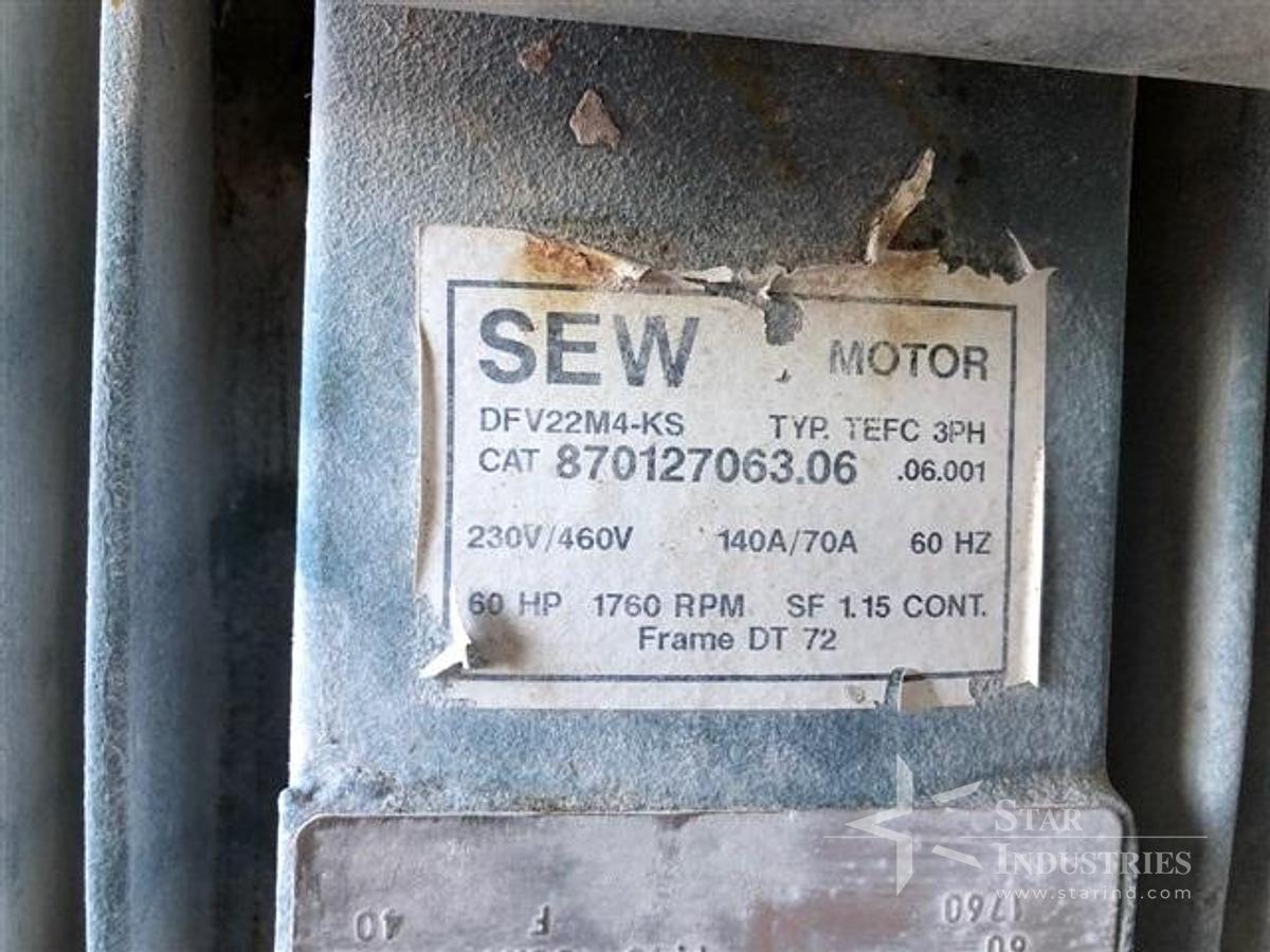 Used 110 Cubic Foot double Strong Scott Ribbon Blender, 60 h.p., w/ dust cover