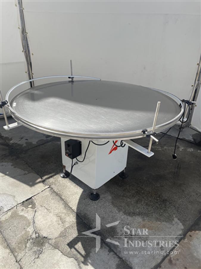 Used Used 60'' Stainless Steel Turntable, Steel frame with variable speed control, side rails missing,