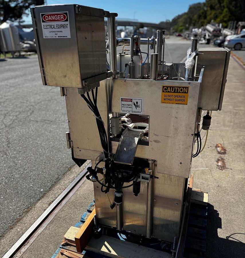 Used Filler, Cup, Rotary, Single Lane, T.D. Sawvel, Model O111R-PF, Stainless Steel