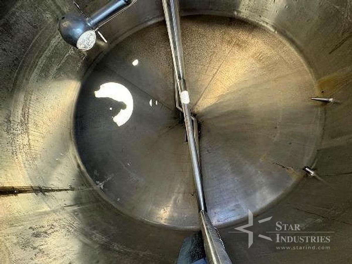 Used Tank, 1,000 Gallon, S/st, Jkt, DCI, Scrape Agit, CB/DT