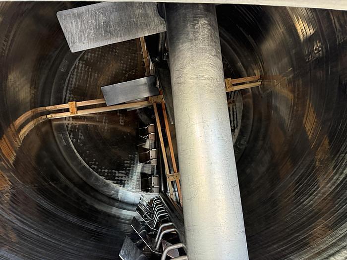 Used Stainless Steel 6,000 Gallon Jacketed & Double Motion Agitated Tank with scraper agitation and center agitation with turbine blade paddles