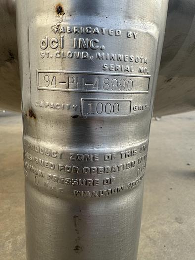 Used 1,000 gallon DCI s.s. Tank