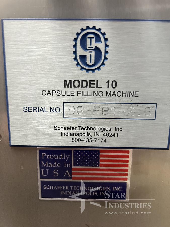 Used SCHAEFER MODEL 10 CAPSULE FILLING MACHINE